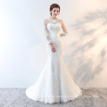 Long Sleeves Mermaid wedding Dress 2018 Illusion Neckline Lace Sexy Open Back Bridal Dress